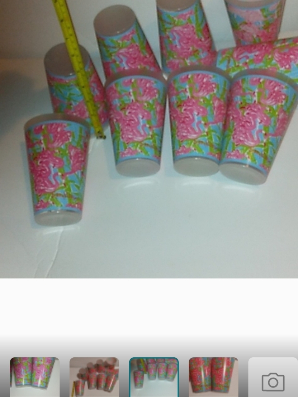 Lilly Pulitzer reusable plastic tumblers featuring a colorful flamingo" Set Of 6